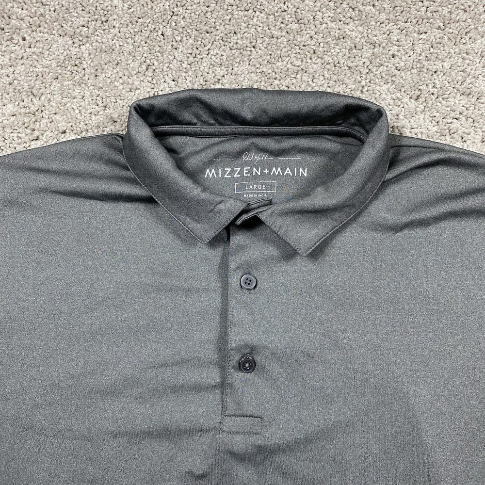 Mizzen + Main Phil Mickelson Mens‎ Large Gray Short Golf Polo Shirt Stretch - Picture 7 of 8